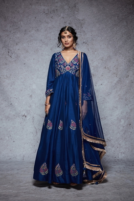 Gardish Royal Blue Saira Anarkali Set